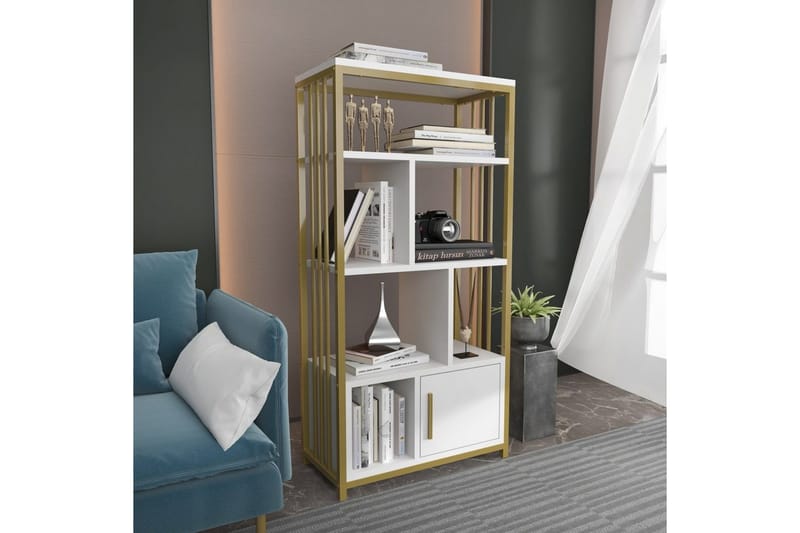 Bokhylle Arven Hvit / Gull - Hvit / Gull - Oppbevaring - Hyller - Bokhylle