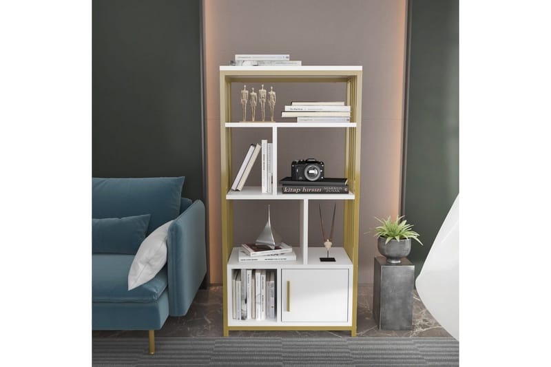 Bokhylle Arven Hvit / Gull - Hvit / Gull - Oppbevaring - Hyller - Bokhylle