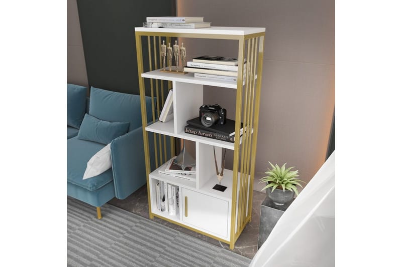 Bokhylle Arven Hvit / Gull - Hvit / Gull - Oppbevaring - Hyller - Bokhylle