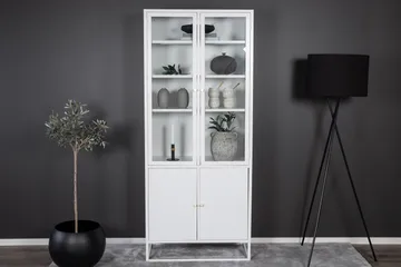 Bakal Bokhylle med Dører 80 cm i Glass og Metall - Hvit - Oppbevaring - Hyller - Bokhylle