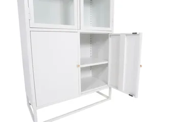 Bakal Bokhylle med Dører 80 cm i Glass og Metall - Hvit - Oppbevaring - Hyller - Bokhylle
