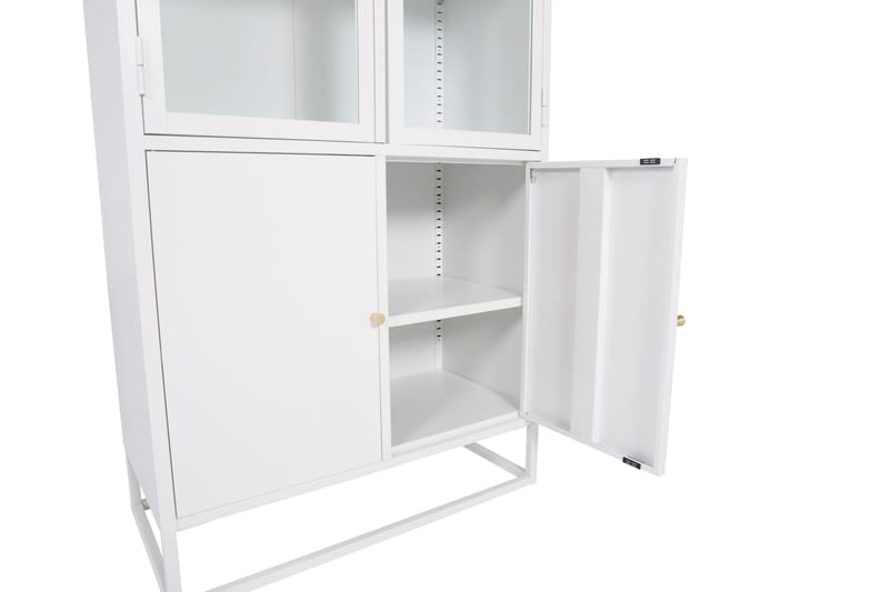 Bakal Bokhylle med Dører 80 cm i Glass og Metall - Hvit - Oppbevaring - Hyller - Bokhylle