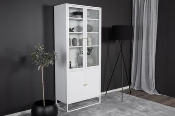 Bakal Bokhylle med Dører 80 cm i Glass og Metall - Hvit - Oppbevaring - Hyller - Bokhylle
