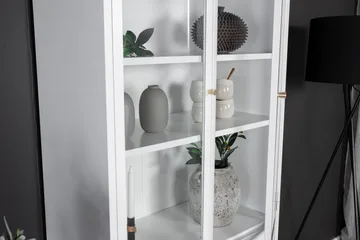 Bakal Bokhylle med Dører 80 cm i Glass og Metall - Hvit - Oppbevaring - Hyller - Bokhylle