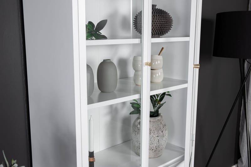 Bakal Bokhylle med Dører 80 cm i Glass og Metall - Hvit - Oppbevaring - Hyller - Bokhylle