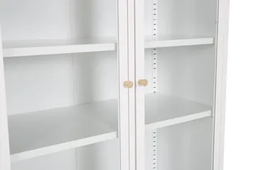 Bakal Bokhylle med Dører 80 cm i Glass og Metall - Hvit - Oppbevaring - Hyller - Bokhylle