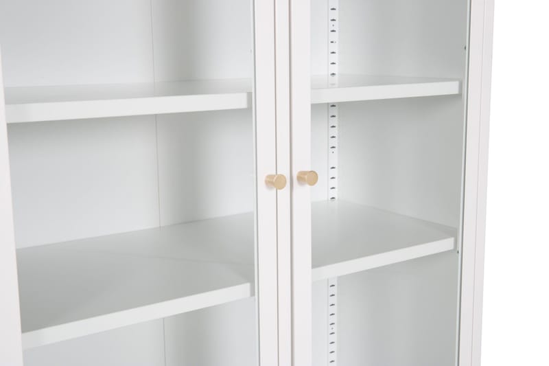 Bakal Bokhylle med Dører 80 cm i Glass og Metall - Hvit - Oppbevaring - Hyller - Bokhylle