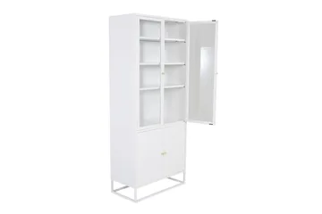 Bakal Bokhylle med Dører 80 cm i Glass og Metall - Hvit - Oppbevaring - Hyller - Bokhylle