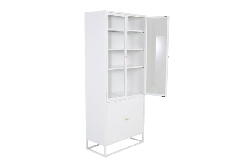 Bakal Bokhylle med Dører 80 cm i Glass og Metall - Hvit - Oppbevaring - Hyller - Bokhylle