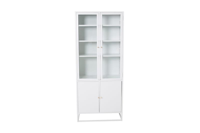 Bakal Bokhylle med Dører 80 cm i Glass og Metall - Hvit - Oppbevaring - Hyller - Bokhylle