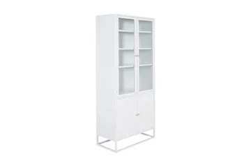Bakal Bokhylle med Dører 80 cm i Glass og Metall - Hvit - Oppbevaring - Hyller - Bokhylle