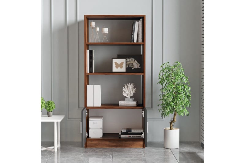 Barrock Bokhylle 38x64 cm - Teak / Antrasitt - Oppbevaring - Hyller - Bokhylle