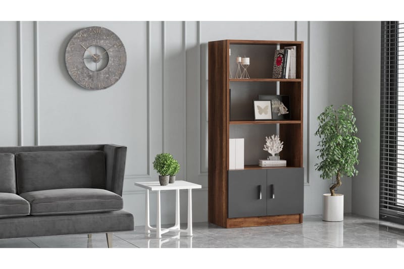 Barrock Bokhylle 38x64 cm - Teak / Antrasitt - Oppbevaring - Hyller - Bokhylle