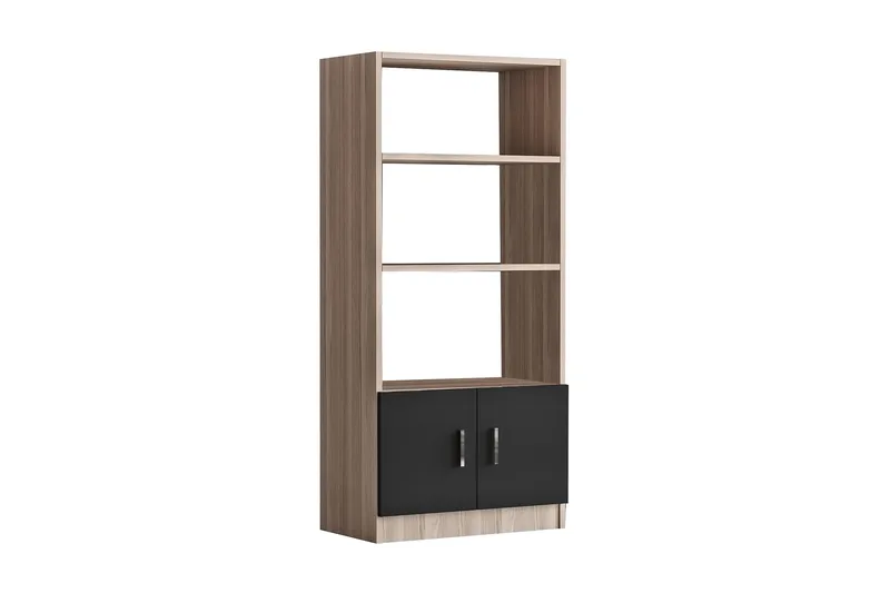 Barrock Bokhylle 63,6 cm i Tre med Valnøttutseende, Natur|Sort