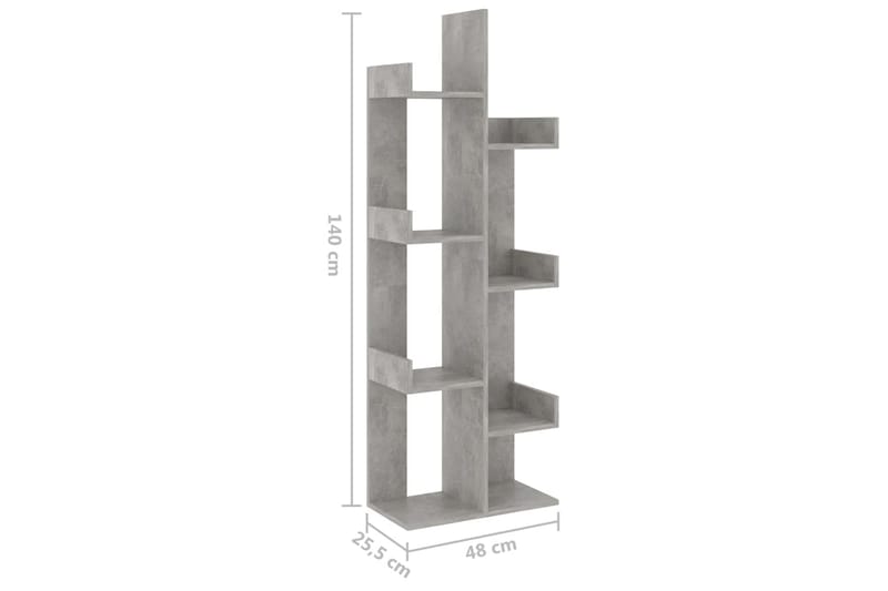 Bokhylle betonggrå 48x25,5x140 cm sponplate - Grå - Oppbevaring - Hyller - Bokhylle