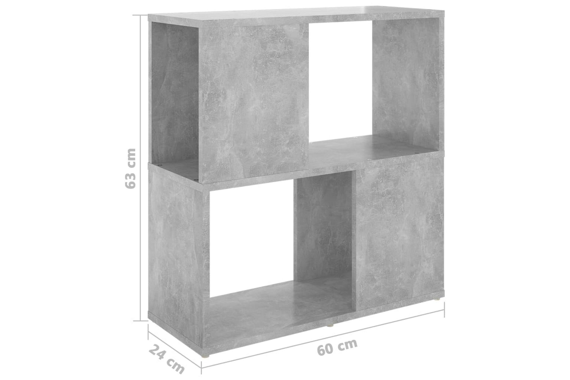 Bokhylle betonggrå 60x24x63 cm sponplate - Grå - Oppbevaring - Hyller - Bokhylle