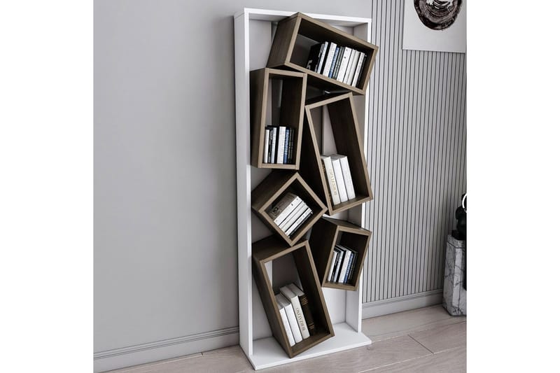 Bokhylle Bloemendal Hvit / Valnøtt - Brun/Hvit - Oppbevaring - Hyller - Bokhylle