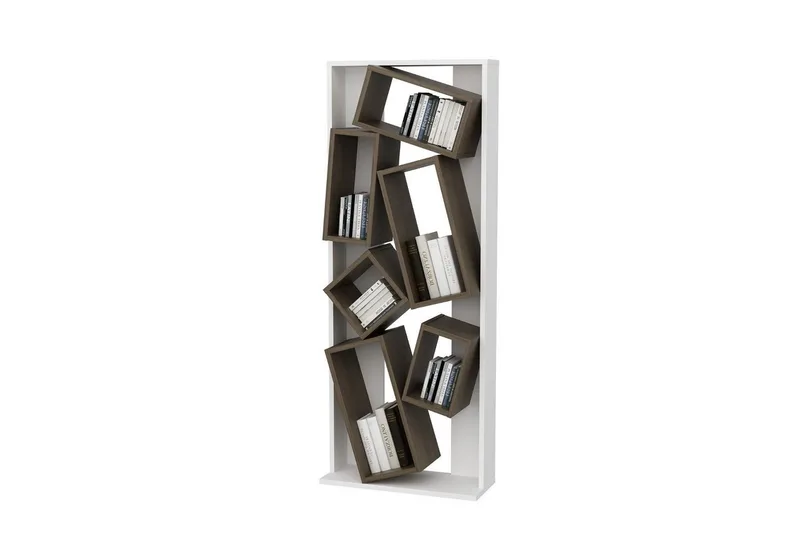 Bokhylle Bloemendal Hvit / Valnøtt, Brun/Hvit