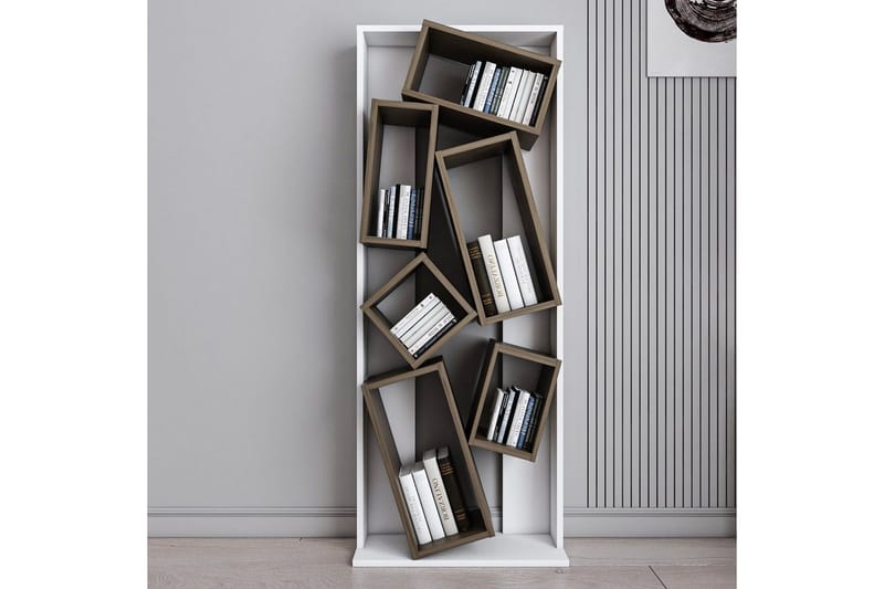 Bokhylle Bloemendal Hvit / Valnøtt - Brun/Hvit - Oppbevaring - Hyller - Bokhylle