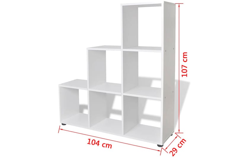 Bokhylle 107 cm hvit - Oppbevaring - Hyller - Bokhylle