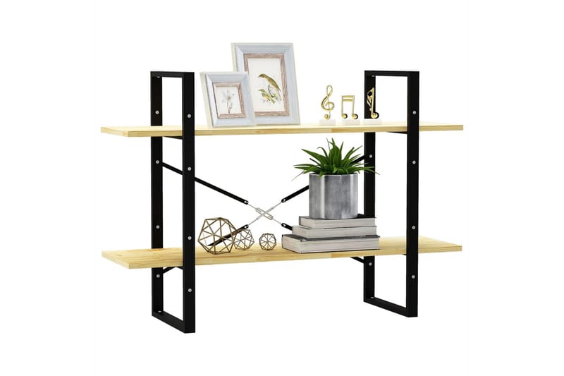 Bokhylle 2 nivåer 100x30x70 cm heltre furu - Brun - Oppbevaring - Hyller - Bokhylle