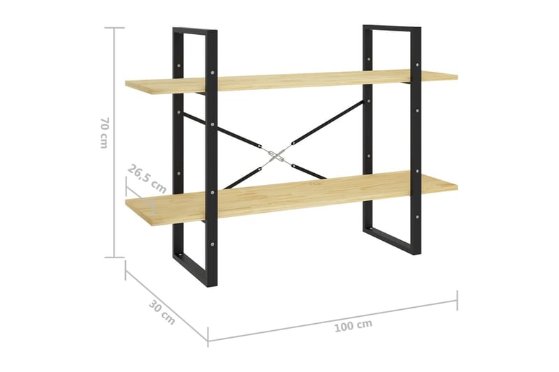 Bokhylle 2 nivåer 100x30x70 cm heltre furu - Brun - Bokhylle