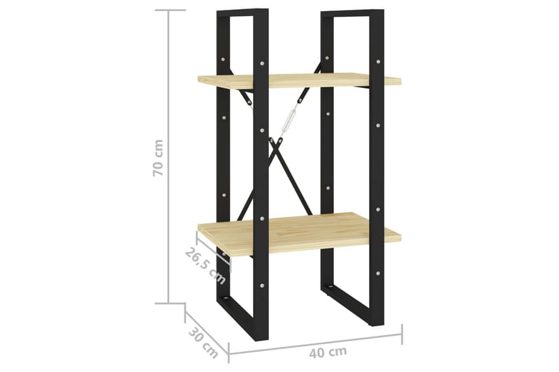 Bokhylle 2 nivåer 40x30x70 cm heltre furu - Brun - Bokhylle