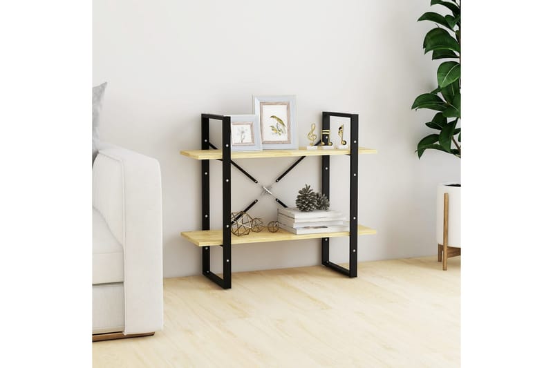 Bokhylle 2 nivåer 80x30x70 cm heltre furu - Brun - Oppbevaring - Hyller - Bokhylle