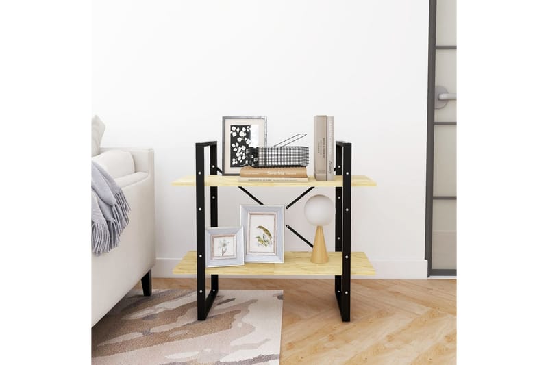 Bokhylle 2 nivåer 80x30x70 cm heltre furu - Brun - Oppbevaring - Hyller - Bokhylle