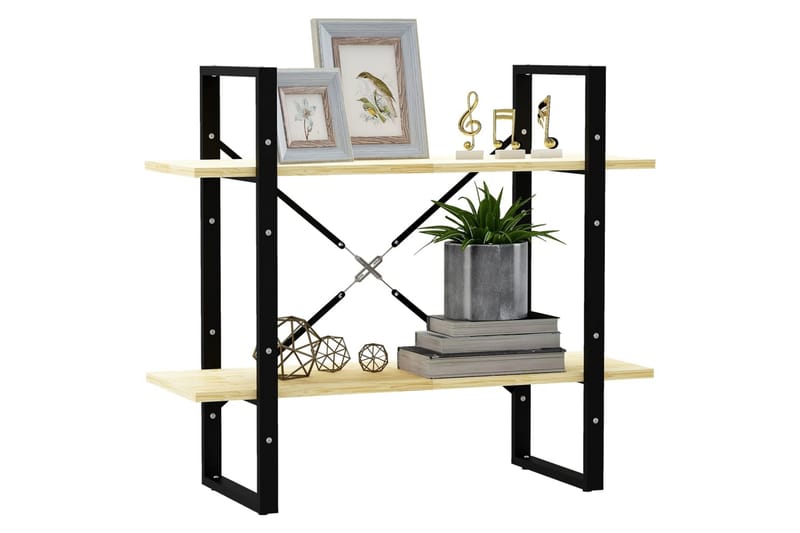 Bokhylle 2 nivåer 80x30x70 cm heltre furu - Brun - Oppbevaring - Hyller - Bokhylle