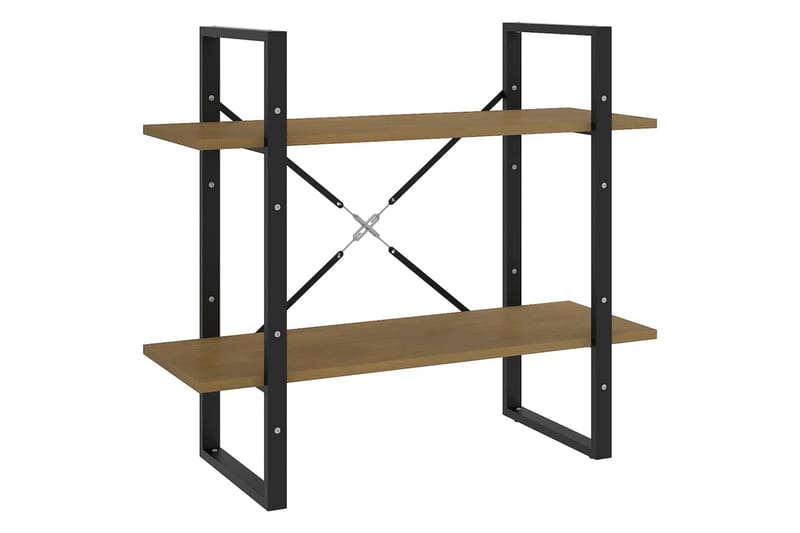 Bokhylle 2 nivåer brun 80x30x70 cm heltre furu - Brun - Oppbevaring - Hyller - Bokhylle