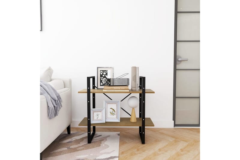 Bokhylle 2 nivåer brun 80x30x70 cm heltre furu - Brun - Oppbevaring - Hyller - Bokhylle