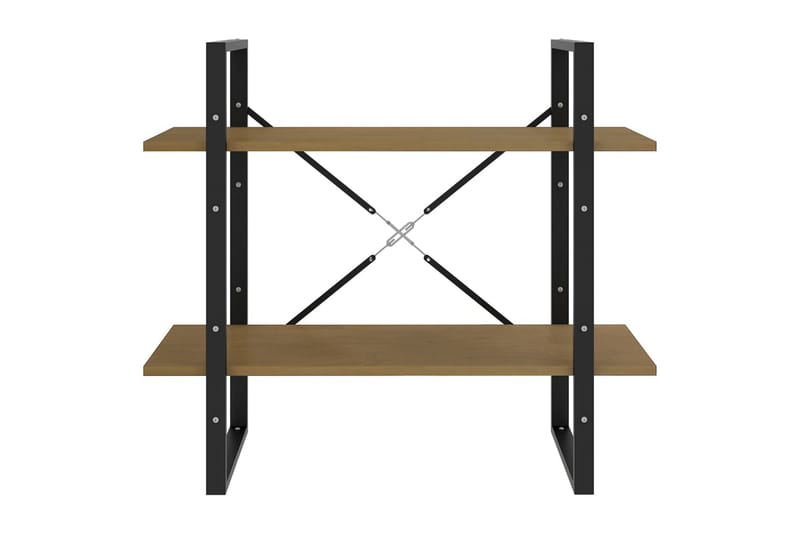 Bokhylle 2 nivåer brun 80x30x70 cm heltre furu - Brun - Oppbevaring - Hyller - Bokhylle