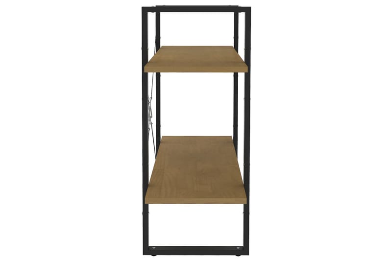 Bokhylle 2 nivåer brun 80x30x70 cm heltre furu - Brun - Oppbevaring - Hyller - Bokhylle