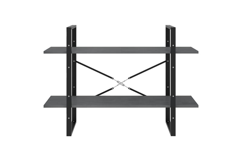Bokhylle 2 nivåer grå 100x30x70 cm heltre furu - Grå - Oppbevaring - Hyller - Bokhylle