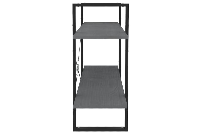 Bokhylle 2 nivåer grå 100x30x70 cm heltre furu - Grå - Oppbevaring - Hyller - Bokhylle