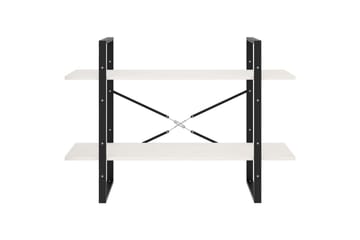 Bokhylle 2 nivåer hvit 100x30x70 cm heltre furu - Hvit - Oppbevaring - Hyller - Bokhylle