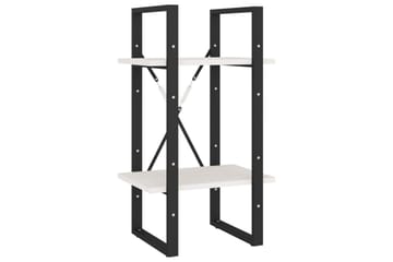 Bokhylle 2 nivåer hvit 40x30x70 cm heltre furu - Hvit - Oppbevaring - Hyller - Bokhylle