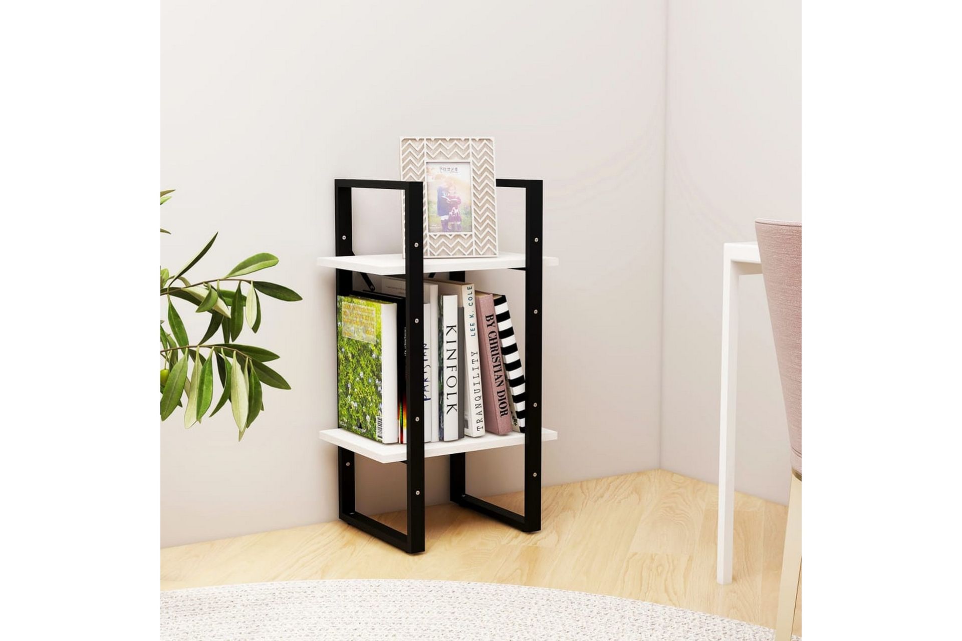 Bokhylle 2 nivåer hvit 40x30x70 cm heltre furu - Hvit - Oppbevaring - Hyller - Bokhylle