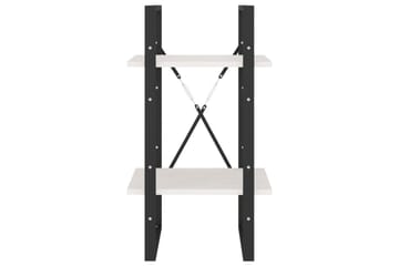 Bokhylle 2 nivåer hvit 40x30x70 cm heltre furu - Hvit - Oppbevaring - Hyller - Bokhylle