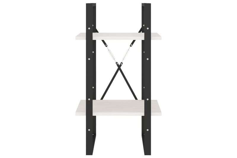 Bokhylle 2 nivåer hvit 40x30x70 cm heltre furu - Hvit - Oppbevaring - Hyller - Bokhylle