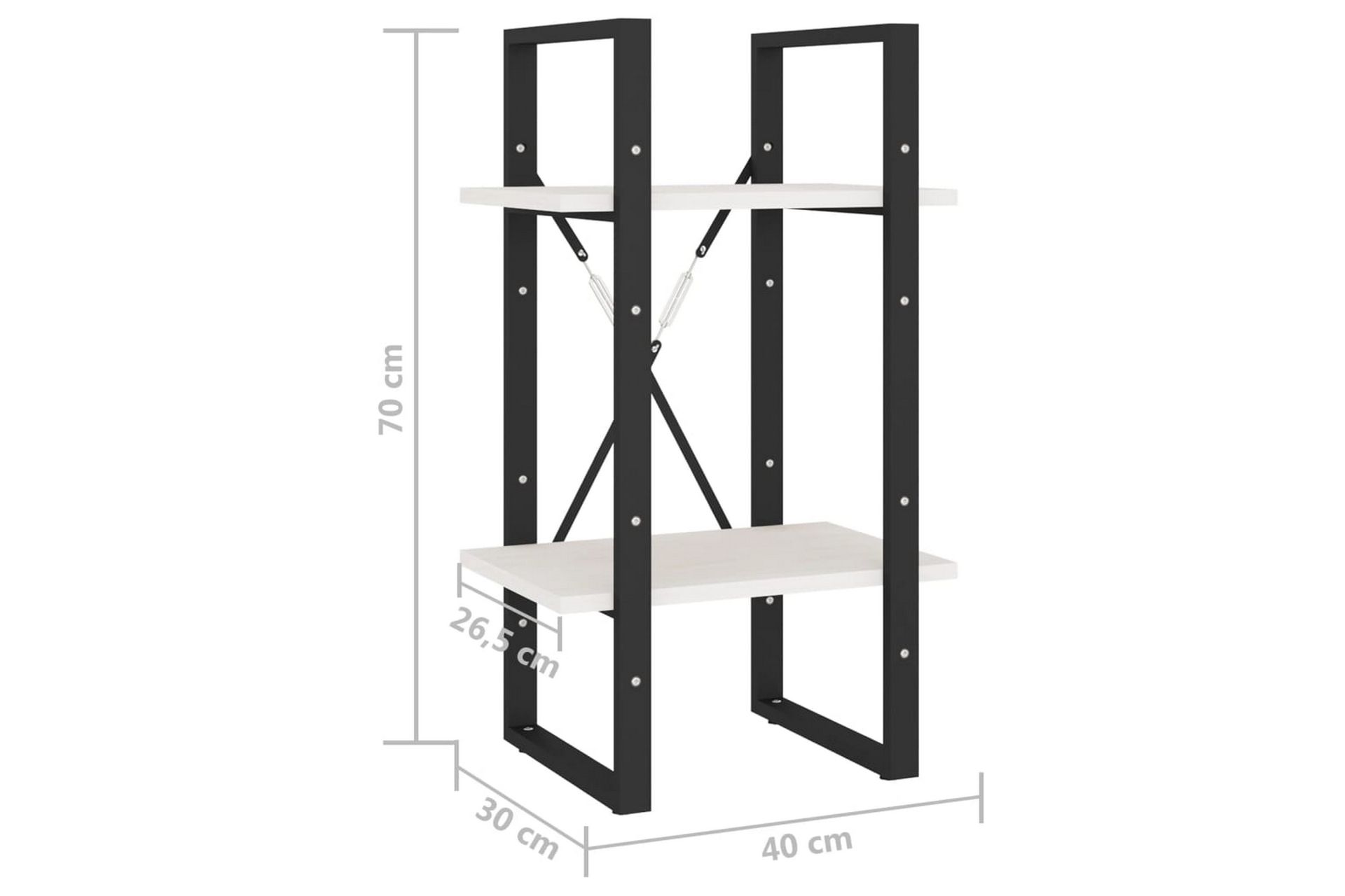 Bokhylle 2 nivåer hvit 40x30x70 cm heltre furu - Hvit - Oppbevaring - Hyller - Bokhylle