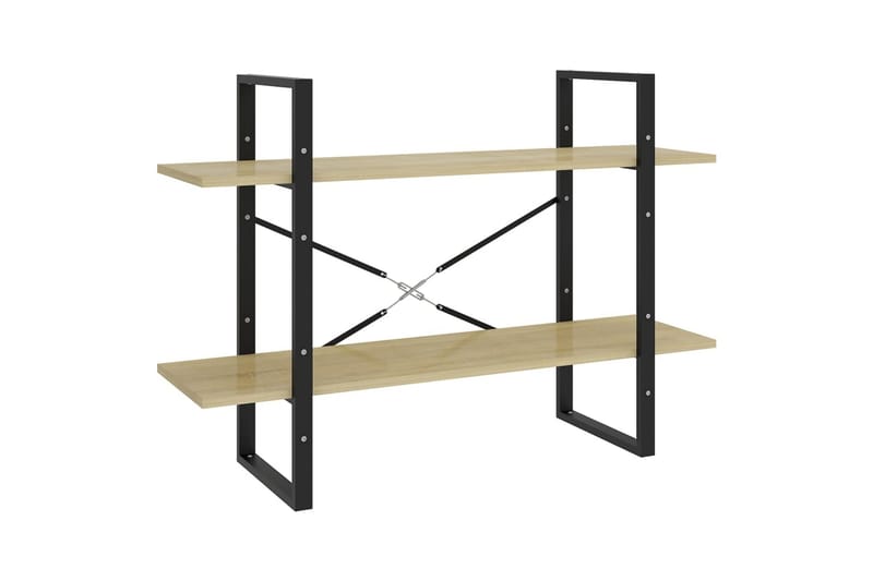 Bokhylle 2 nivåer sonoma eik 100x30x70 cm sponplate - Brun - Oppbevaring - Hyller - Bokhylle