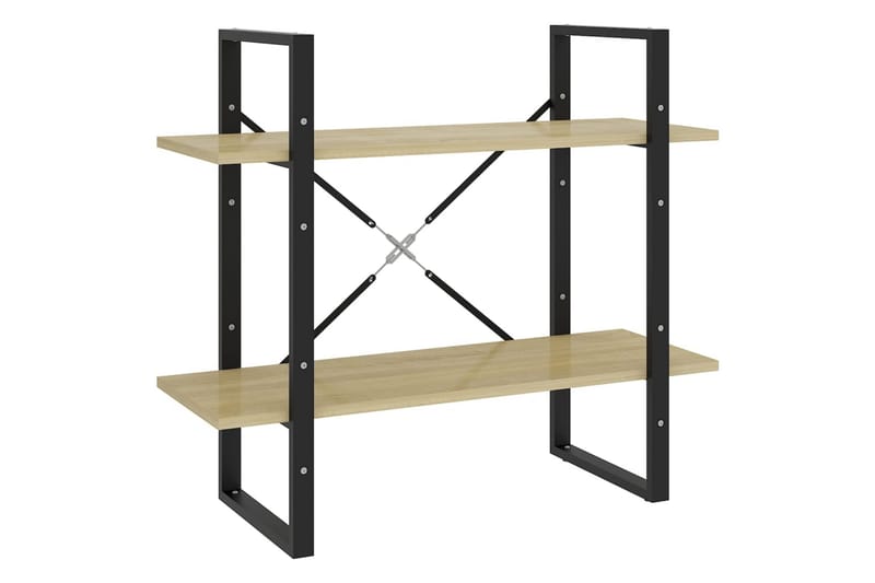 Bokhylle 2 nivåer sonoma eik 80x30x70 cm sponplate - grønn - Oppbevaring - Hyller - Bokhylle