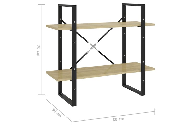 Bokhylle 2 nivåer sonoma eik 80x30x70 cm sponplate - grønn - Oppbevaring - Hyller - Bokhylle