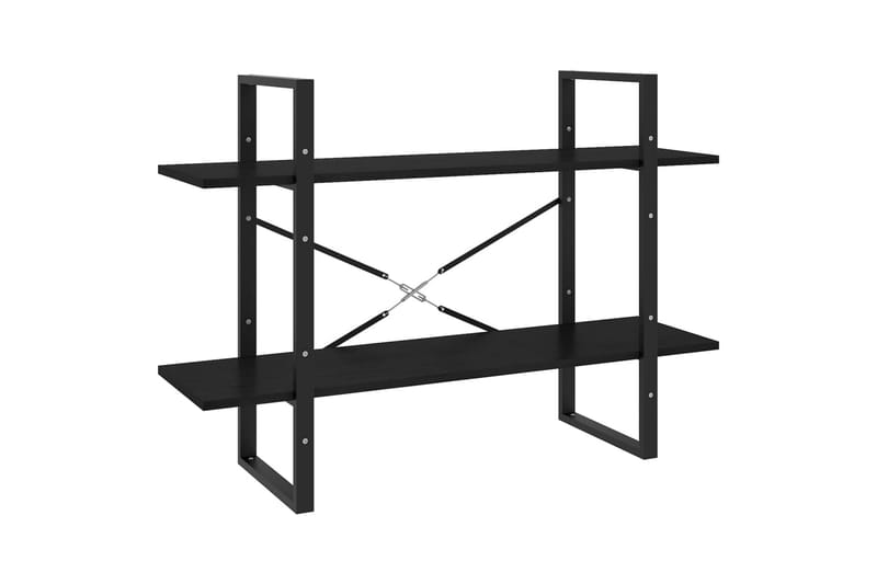 Bokhylle 2 nivåer svart 100x30x70 cm heltre furu - Svart - Oppbevaring - Hyller - Bokhylle