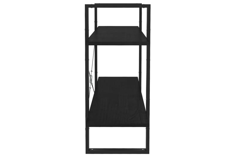 Bokhylle 2 nivåer svart 100x30x70 cm heltre furu - Svart - Oppbevaring - Hyller - Bokhylle