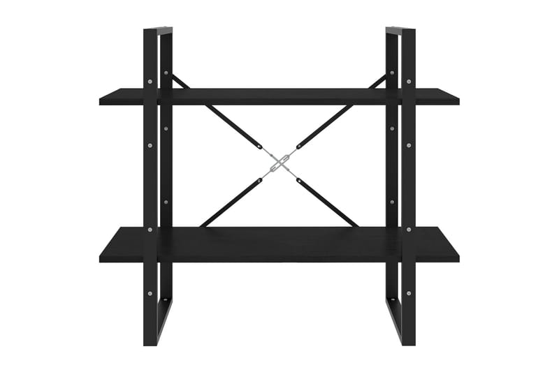 Bokhylle 2 nivåer svart 80x30x70 cm heltre furu - Svart - Oppbevaring - Hyller - Bokhylle
