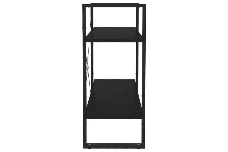 Bokhylle 2 nivåer svart 80x30x70 cm heltre furu - Svart - Oppbevaring - Hyller - Bokhylle