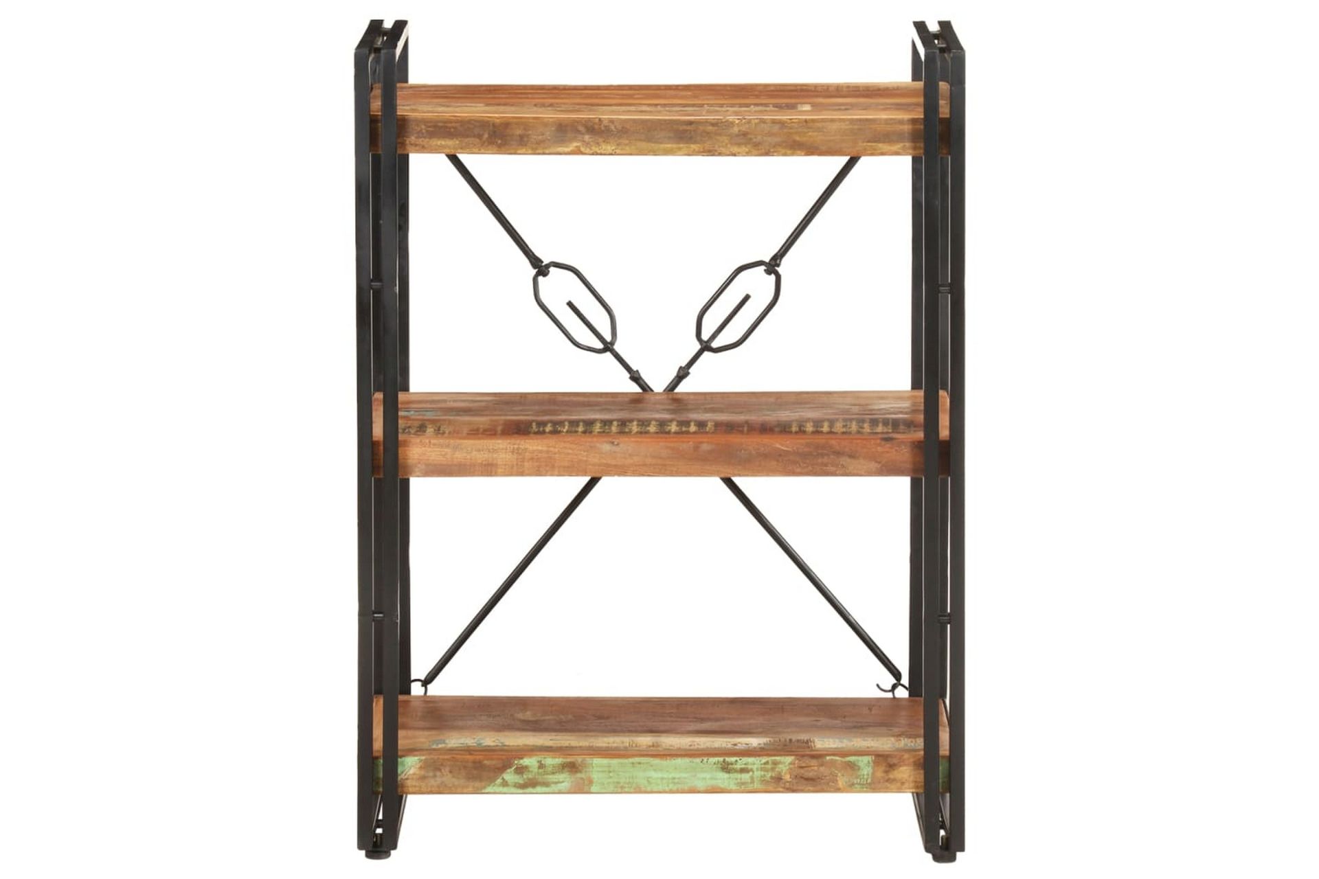 Bokhylle 3 etasjer 60x30x80 cm gjenvunnet heltre - Flerfarget - Oppbevaring - Hyller - Bokhylle